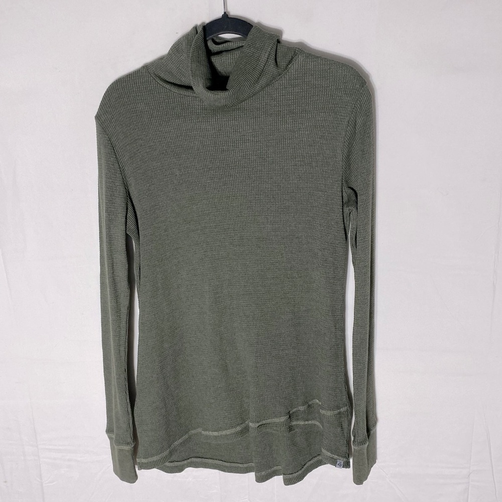 Eddie Bauer Green Waffle Knit Turtleneck Sweater S
